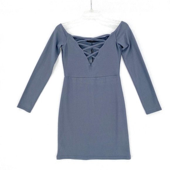 PrettyLittleThing Lace Up Bodycon Knit Mini Dress - Picture 2 of 6